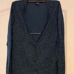 Navy leopard print cardigan